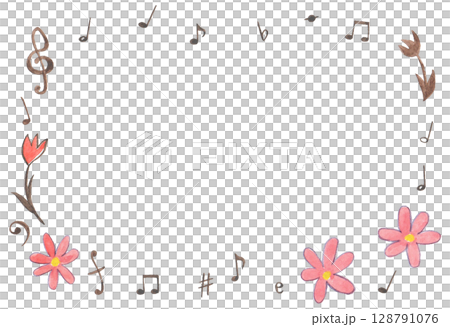 水彩音樂筆記框架背景 水彩音樂筆記框架背景 128791076