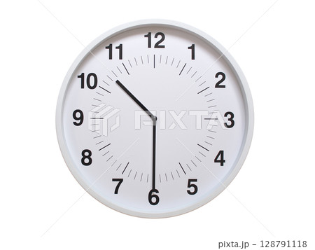 Simple white analog wall clock showing exactly 10:30 or 22:30. suitable for concepts like deadline, start or end of time. Isolated on a clean white background. Simple white analog wall clock showing exactly 10:30 or 22:30. suitable for concepts like deadline, start or end of time. Isolated on a clean white background. 128791118