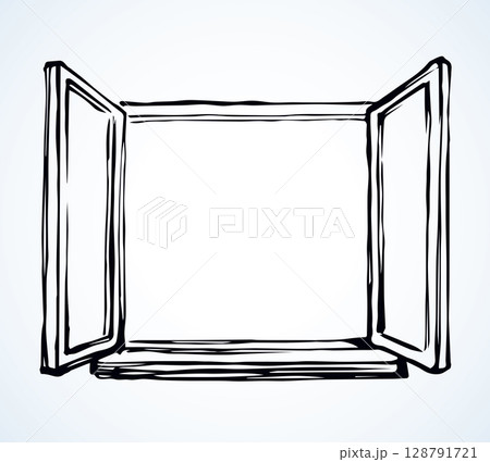Open window. Vector drawing 128791721