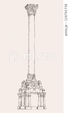 High column. Vector drawing 128791736