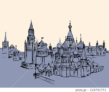 Red Square, Moscow. Vector drawing 128791751
