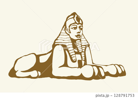 Egyptian sphinx. Vector pen drawing 128791753