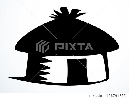 Old little hut. Vector drawing Old little hut. Vector drawing 128791755