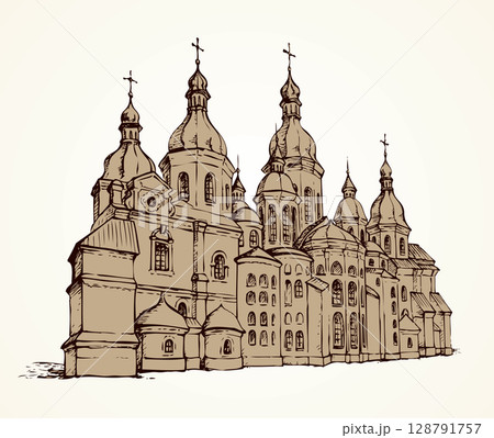 Vector Saint Sophia Cathedral in Kiev, Ukraine Vector Saint Sophia Cathedral in Kiev, Ukraine 128791757