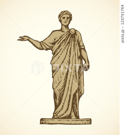 Ancient Roman statue. Vector drawing Ancient Roman statue. Vector drawing 128791764