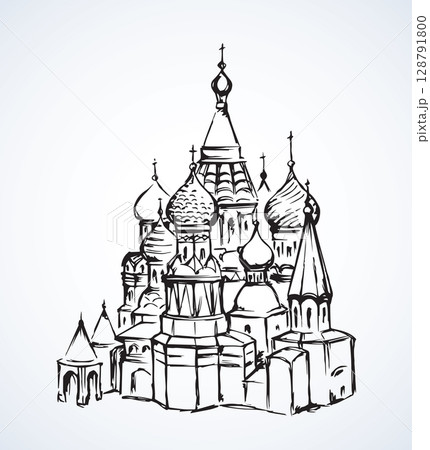 Red Square, Moscow. Vector drawing 128791800