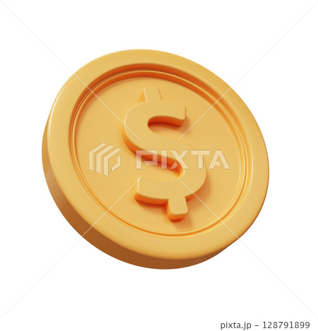 Golden dollar coin 3d render 128791899