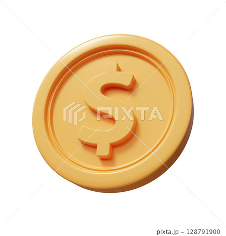 Golden dollar coin 3d render Golden dollar coin 3d render 128791900