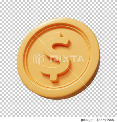 Golden dollar coin 3d render Golden dollar coin 3d render 128791900
