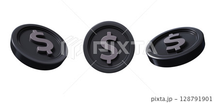 Dollar coins 3D icons set. Growth, income, savings, investment, wealth. Dollar coins 3D icons set. Growth, income, savings, investment, wealth. 128791901