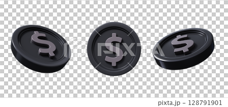 Dollar coins 3D icons set. Growth, income, savings, investment, wealth. Dollar coins 3D icons set. Growth, income, savings, investment, wealth. 128791901