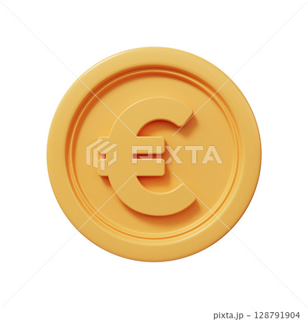Golden euro coin 3d renderのイラスト素材 [128791904] - PIXTA