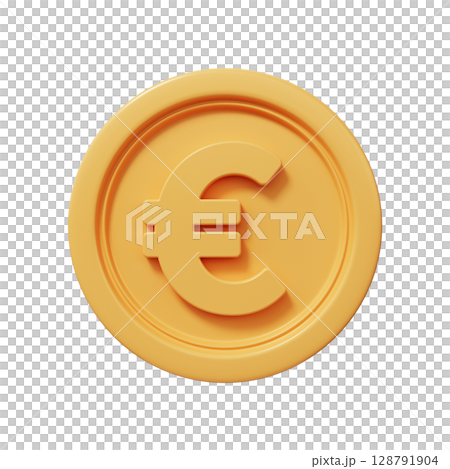 Golden euro coin 3d render Golden euro coin 3d render 128791904