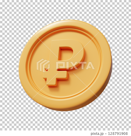 Ruble gold coin 3d render 128791908