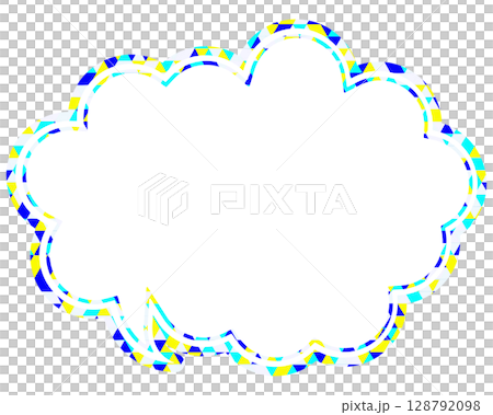 彩色玻璃風格的對話泡泡，三角形圖案，圓形雲形 128792098