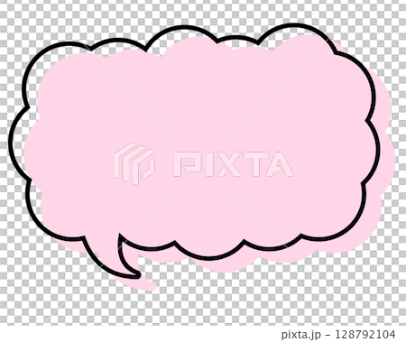 A simple speech bubble with misaligned lines, a long, thin cloud shape A simple speech bubble with misaligned lines, a long, thin cloud shape 128792104