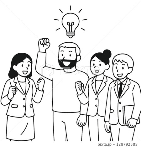 アイデアがひらめいたビジネスチーム 128792385