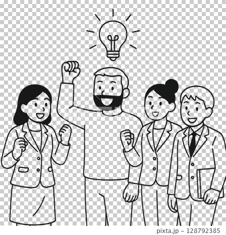 アイデアがひらめいたビジネスチーム 128792385