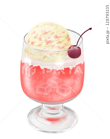 ナタデココ入りかき氷シロップと炭酸水で作るストロベリークリームソーダゼリー ナタデココ入りかき氷シロップと炭酸水で作るストロベリークリームソーダゼリー 128793235