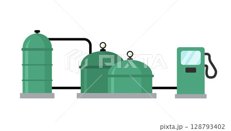 Biogas plant supplying a gas station with renewable energy 128793402