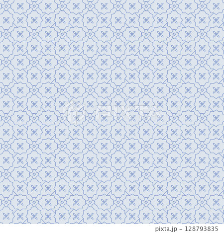 Thin line elegant simple tiny flowers seamless pattern. Cute blue abstract little daisies floral vector background for fabric, paper, wrap, wallpaper, design. Thin line elegant simple tiny flowers seamless pattern. Cute blue abstract little daisies floral vector background for fabric, paper, wrap, wallpaper, design. 128793835