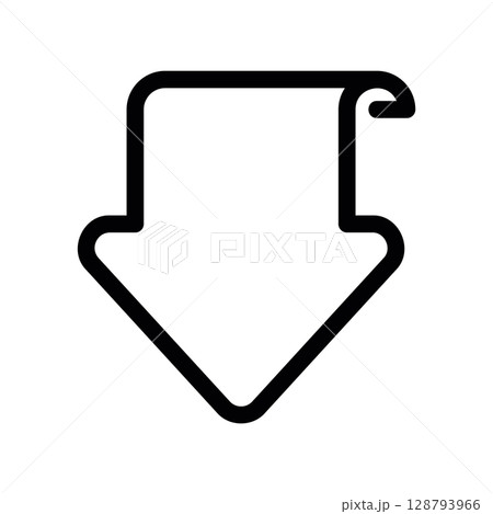 Downward Pointing Arrow Sticker with a Peeled Corner Downward Pointing Arrow Sticker with a Peeled Corner 128793966