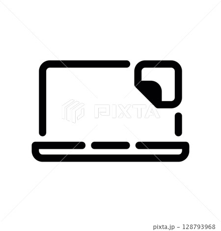 Laptop Screen with a Note and a Peeled Corner Sticker 128793968