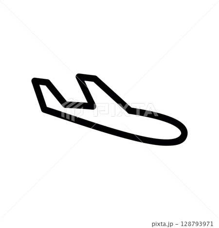 Minimalist Line Icon of an Airplane During Landing Approach Minimalist Line Icon of an Airplane During Landing Approach 128793971