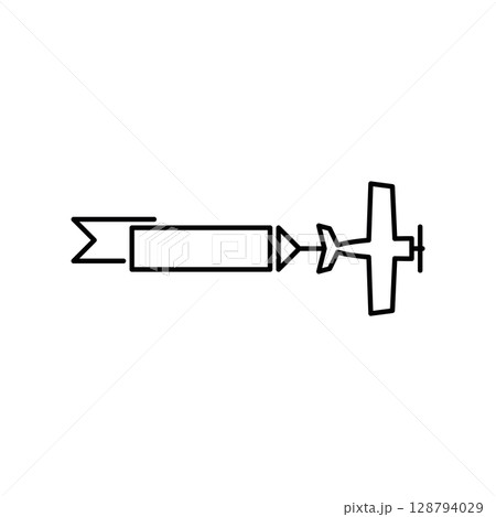 Airplane Pulling a Blank Banner Line Art Icon 128794029