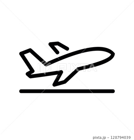 Airplane Takeoff or Landing Line Art Icon Airplane Takeoff or Landing Line Art Icon 128794039
