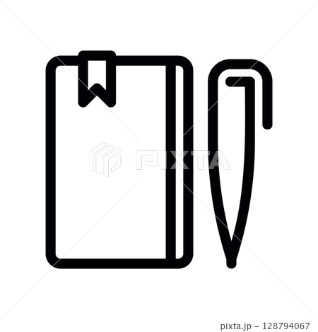 Simple Outline Icon of a Notebook with a Pen for Writing 128794067