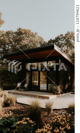A person kneels on the forest floor in a humid subtropical region, carefully planting native plants among lush greenery, promoting local biodiversity and ecological health 128794621