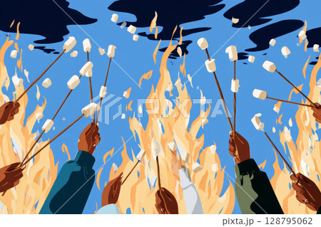 A woman with gray hair sits peacefully while reading a book in a humid subtropical environment. The tall grass sways gently around her, creating a serene atmosphere 128795062