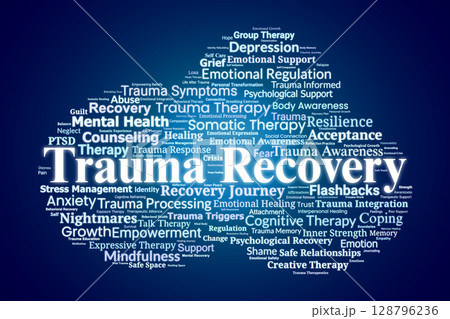 Trauma Recovery Word Cloud. Exploring Psychological Healing and Support After Trauma Trauma Recovery Word Cloud. Exploring Psychological Healing and Support After Trauma 128796236