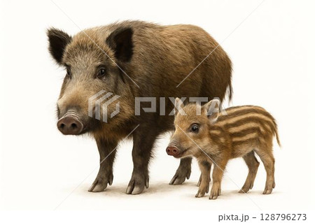 イノシシの親子 128796273