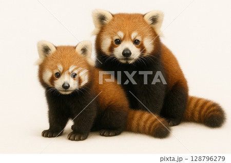 レッサーパンダ　親子 128796279