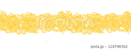 Pasta, spaghetti, noodle seamless border pattern design. Curvy doodle horizontal banner pattern, traditional Italian food pasta seamless pattern. Vector illustration Pasta, spaghetti, noodle seamless border pattern design. Curvy doodle horizontal banner pattern, traditional Italian food pasta seamless pattern. Vector illustration 128796562