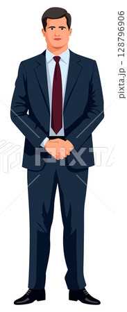 Young Businessman Blue Suit Standing Young Businessman Blue Suit Standing 128796906