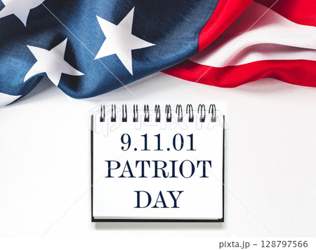 Patriot Day. American flag and lettering 128797566