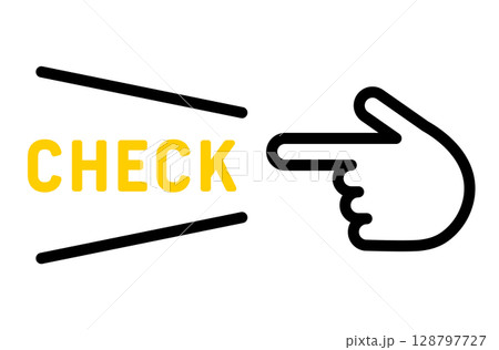 シンプルな指差しアイコン　イラスト　手　注目　確認　ポイント　アドバイス　チェック　指を差す　重要 128797727