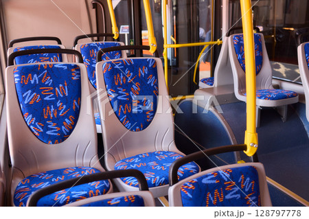 Interior Bus Seating Featuring an Extensive and Diverse Array of Colorful, Vibrant Patterns for All Interior Bus Seating Featuring an Extensive and Diverse Array of Colorful, Vibrant Patterns for All 128797778