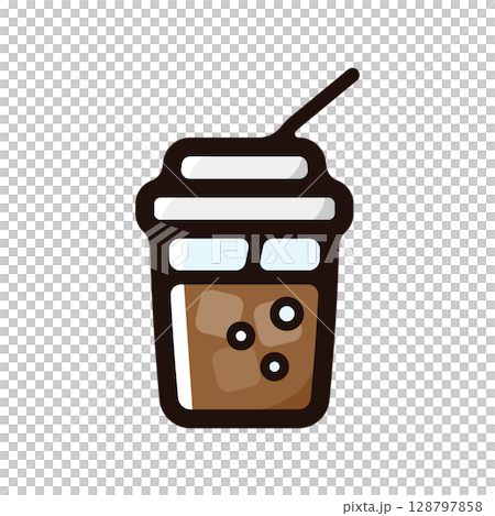 コーラのイラストアイコン（ファストフード・飲み物・飲食メニュー素材） 128797858