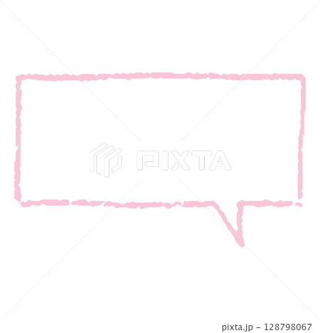Speech bubble outline pink pastel color, vector cartoon crayon communication rectangle frame, text box chalk texture Speech bubble outline pink pastel color, vector cartoon crayon communication rectangle frame, text box chalk texture 128798067