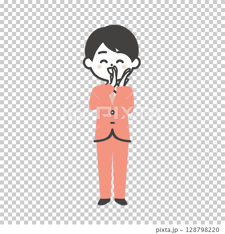 穿著西裝、微笑鼓掌的立體男人插圖 穿著西裝、微笑鼓掌的立體男人插圖 128798220