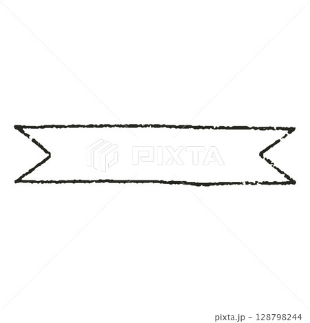 Symmetrical rectangular frame hand-drawn in black pencil with forked ends. 128798244