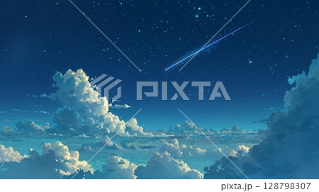 雲の隙間から見える星空 128798307