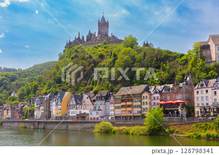 Reichsburg Cochem above town of Cochem Germany 128798341