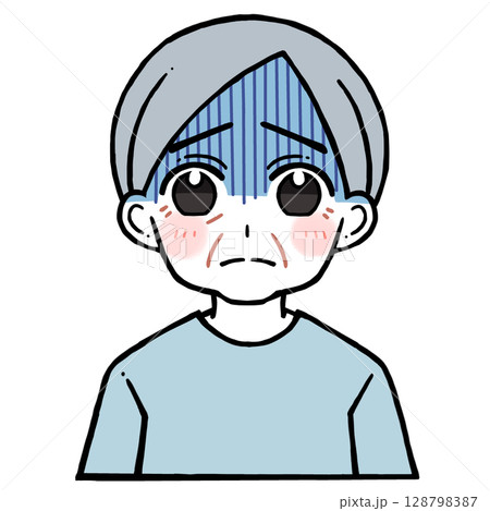 青い顔の老人男性のイラスト 128798387