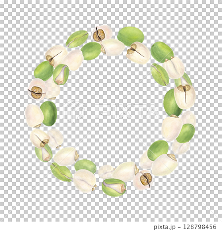 Protein rich peeled and unpeeled lotus seeds watercolor wreath isolated background. Water lily nuts or makhana illustration with empty space for text. Food packaging, vegan product label Protein rich peeled and unpeeled lotus seeds watercolor wreath isolated background. Water lily nuts or makhana illustration with empty space for text. Food packaging, vegan product label 128798456