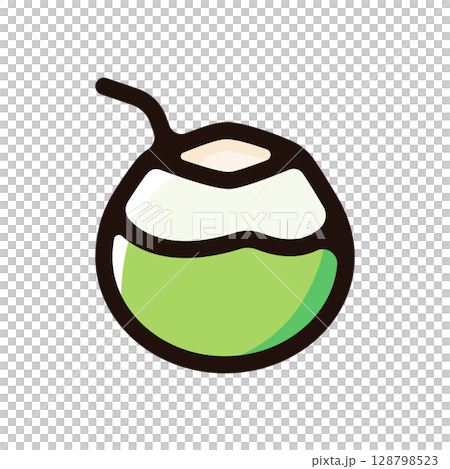 椰汁插圖圖示（水果、飲料、食品和飲料菜單材料） 128798523